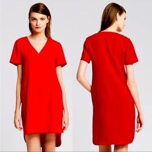 Banana Republic Red Curved Hem Dress